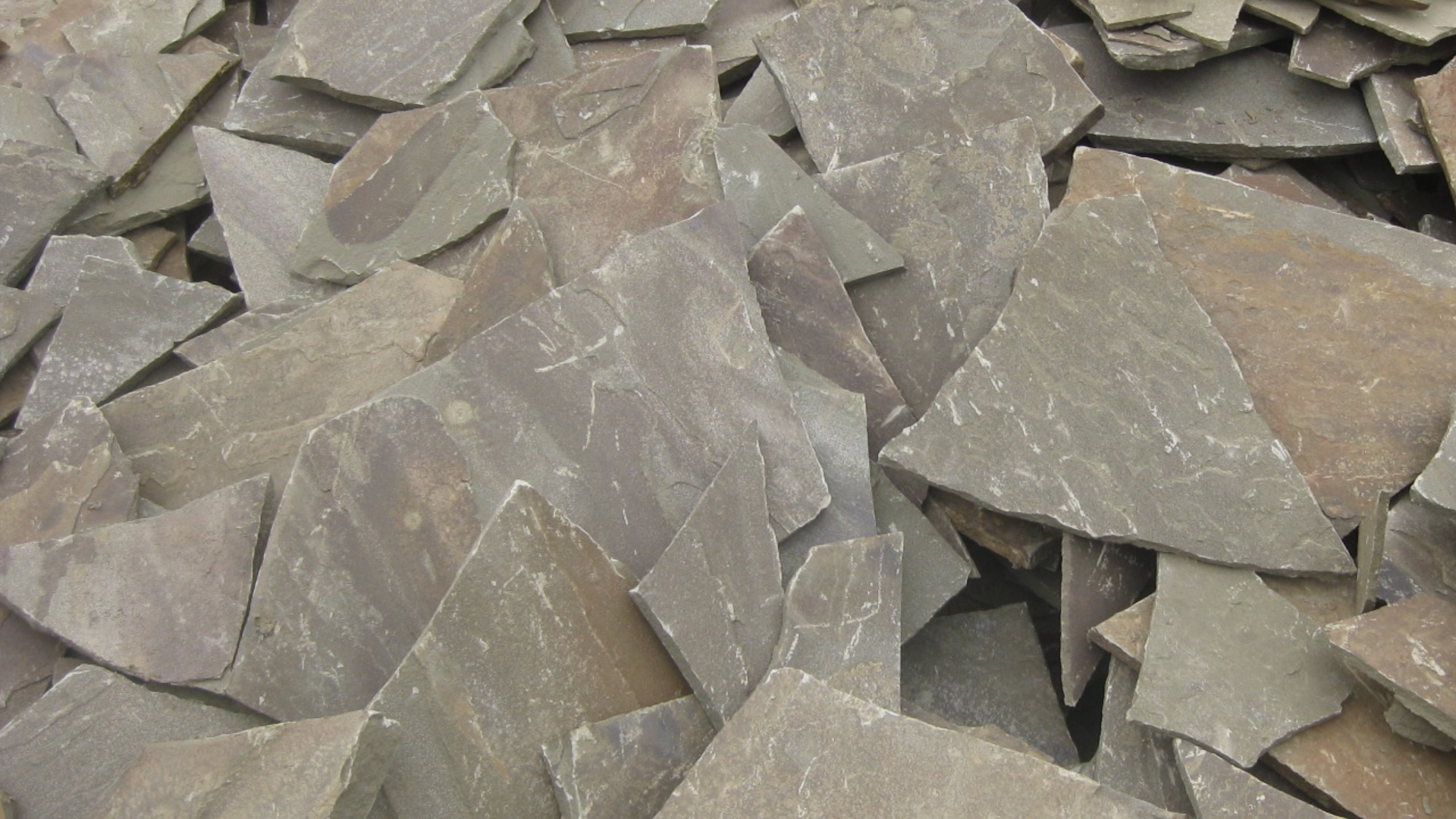 Песчаник пластушка серо-зеленый (1,5 см)  купить  в Ставрополе плитняк - пластушка серо-зеленый, серый, зеленый пластушка рваная ландшафтная колотая 7 500 руб/м3   фото 