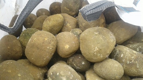  Песчаник ядра, фр. 100-300 мм  купить в Ставрополе песчаник бежевый серый рыжий речная галька 5 000 руб/т   фото 