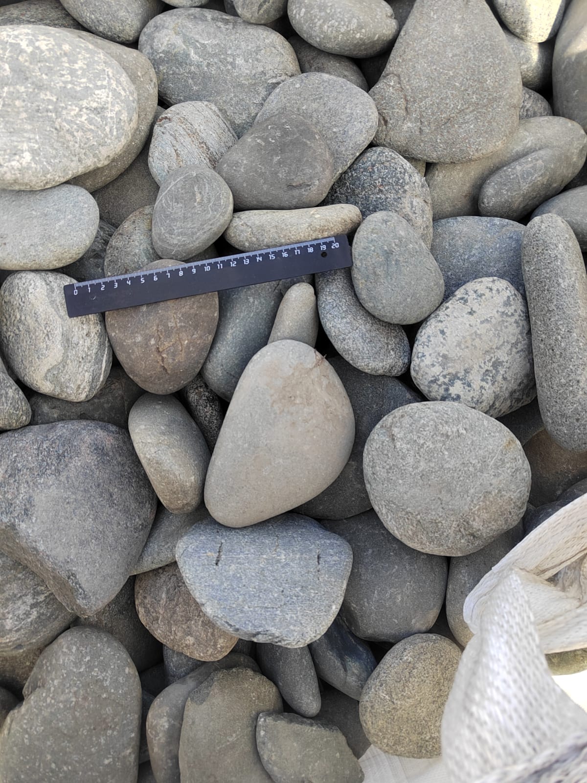 Kamenclub.ru: Галька речная плоская (серо-белая) фр. 70-120 мм. купить   в  Ставрополегалька галечник речной серый, белый окатанная плоская  природная галька 7000 руб/т   фото КАМЕНЬ КЛУБ