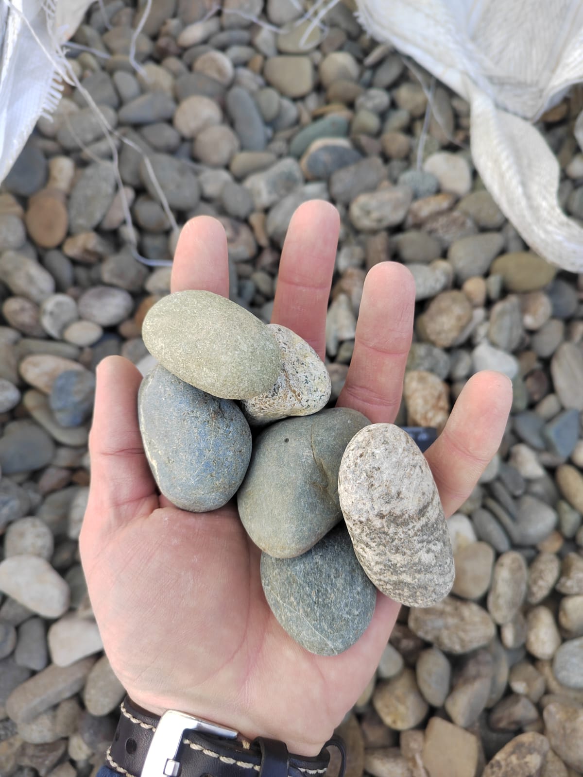  Галька речная окат (пестрая) фр. 20-40 мм. купить   в Ставрополе галька речная пестрая, серая, серые оттенки галька речная окатанная округлая 4000 руб/т   фото 