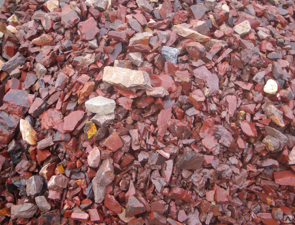  Щебень крошка красный (ЯШМА) фр. 5-10 мм.  купить  в Ставрополе крошка каменная яшмы красный, бордовый, темно-красный декоративная крошка ландшафтная каменная яшмоидная 6 600 руб/т   фото 