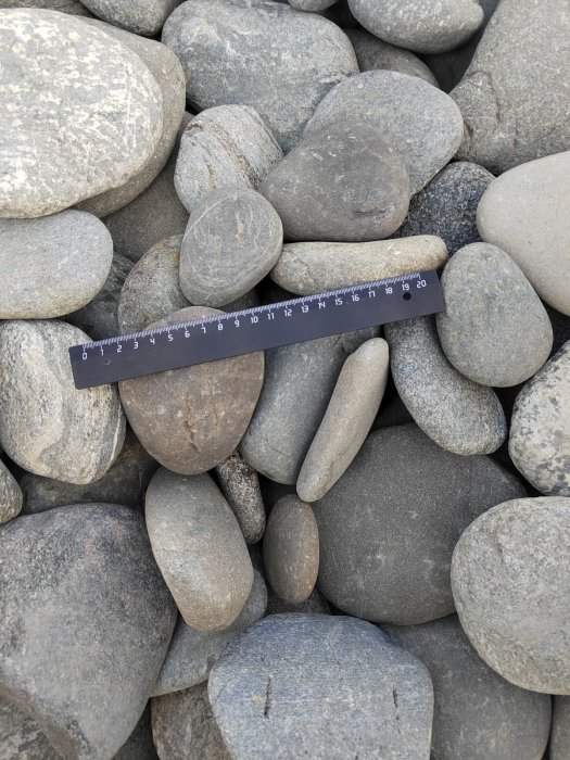  Галька речная плоская (серо-белая) фр. 70-120 мм. купить  в Ставрополе  галька галечник речной серый, белый окатанная плоская  природная галька 7000 руб/т   фото 